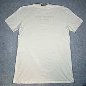 Fear of God Essentials T-Shirt Dress Womens XL Cream Tan Logo pockets